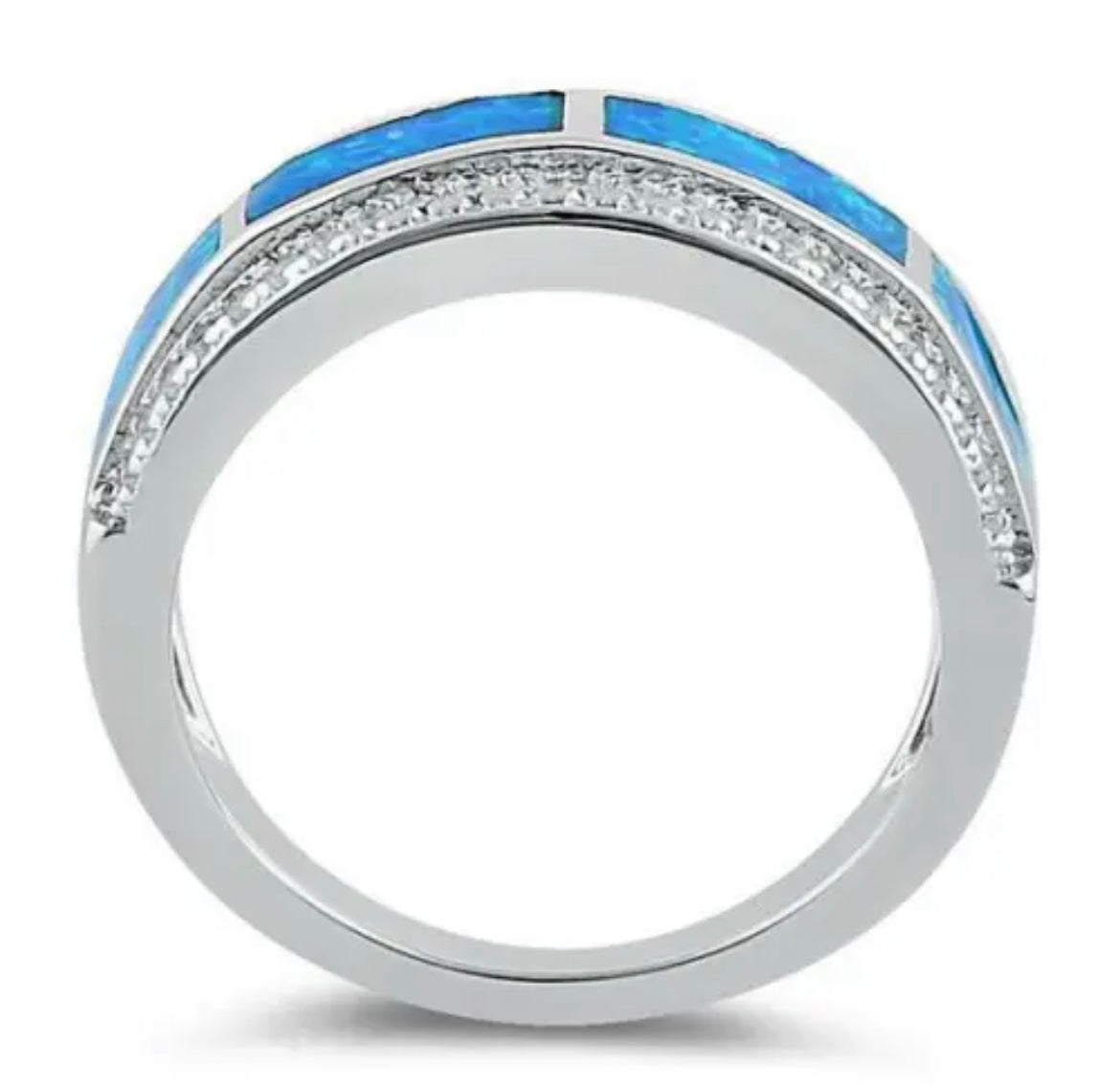 Blue and White Opal Ring