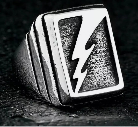 Thor Lightning Bolt Steel Ring