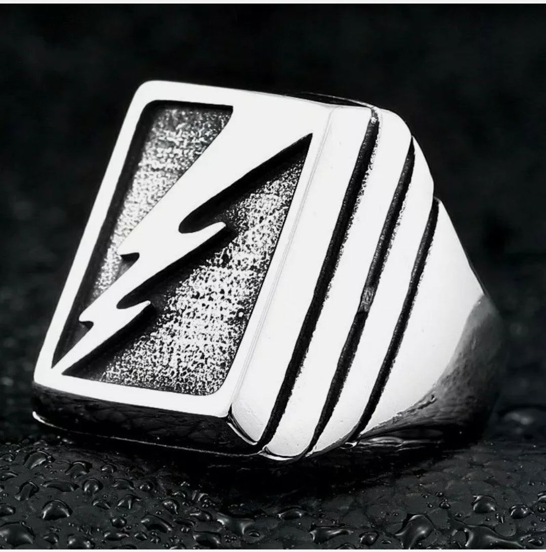 Thor Lightning Bolt Steel Ring