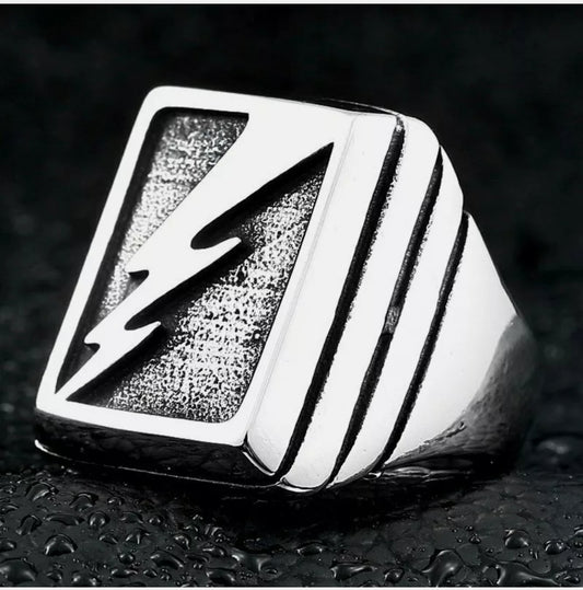 Thor Lightning Bolt Steel Ring